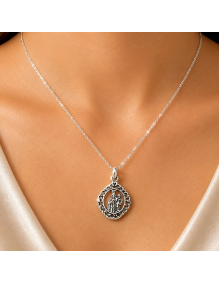 Collar Virgen del Carmen Plata 22 mm | Joyería Religiosa
