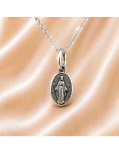 Collar Virgen Milagrosa Plata 10 mm | Joyería Religiosa