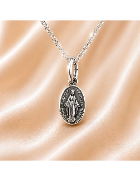 Miraculous Medal Necklace 10 mm Silver-Plated