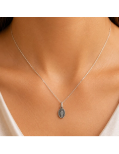 Collar Virgen Milagrosa Plata 10 mm | Joyería Religiosa 2