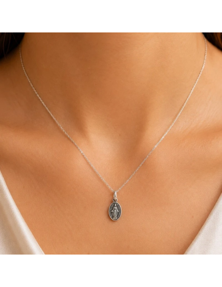 Miraculous Medal Necklace Silver 10 mm | Religious Jewelry