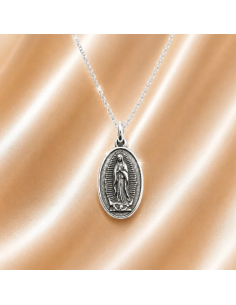 Collar Virgen de Guadalupe 20 mm chapado en plata
