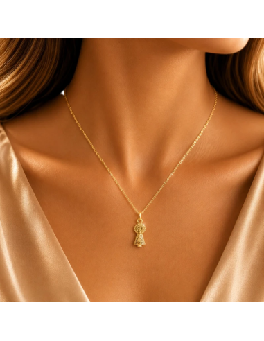 Virgin of Pilar Gold Necklace 20 mm | Religious Jewelry