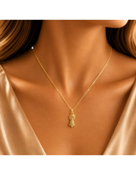 Virgin of Pilar Gold Necklace 20 mm | Religious Jewelry