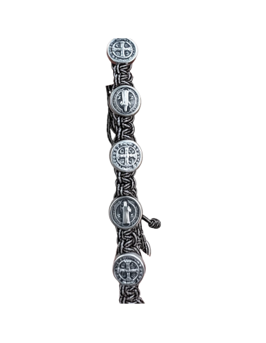Pulsera San Benito Plateada Ajustable | Pulsera Religiosa