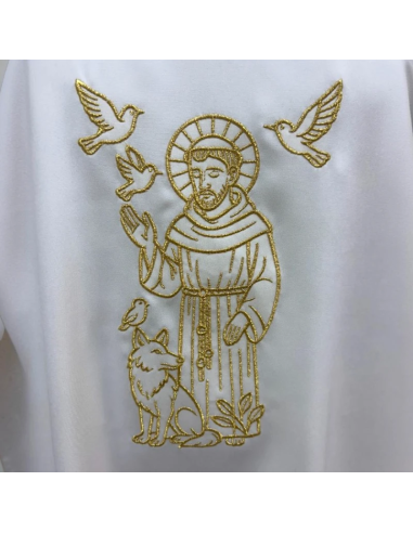 Casulla San Francisco de Asís Bordada | Casulla Litúrgica Blanca Marfil
