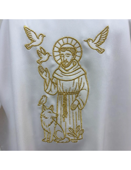 Casulla San Francisco de Asís Bordada | Casulla Litúrgica Blanca Marfil