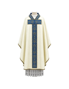 Casulla Regina Mariana | Casulla Mariana Azul y Oro | Karelia Arte Sacra