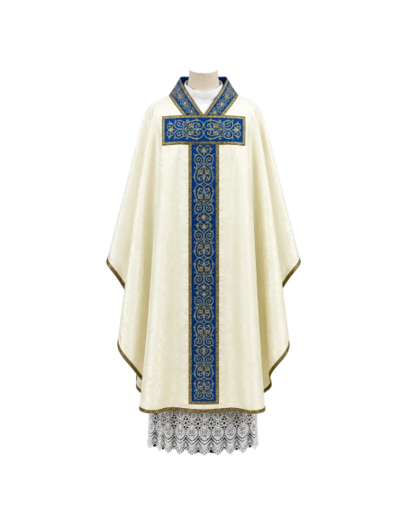 Casulla Regina Mariana | Casulla Mariana Azul y Oro | Karelia Arte Sacra