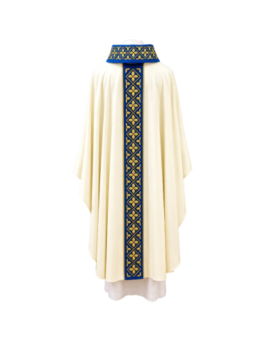 Casulla Cruz Aurea Mariana | Casulla Monástica Mariana Azul y Oro