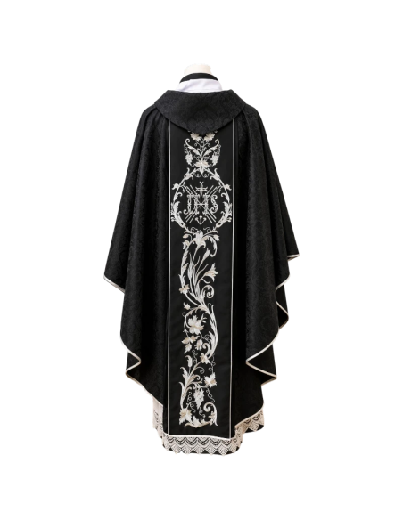 Casulla Réquiem Negra Bordada | Casulla para Difuntos y Funerales