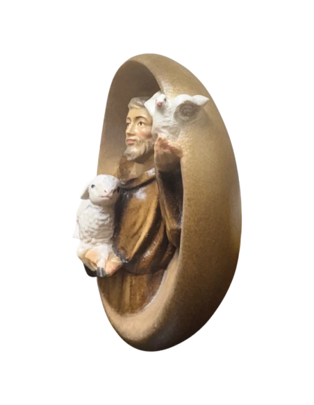 San Francisco de Asís Relieve en Madera | Escultura Val Gardena