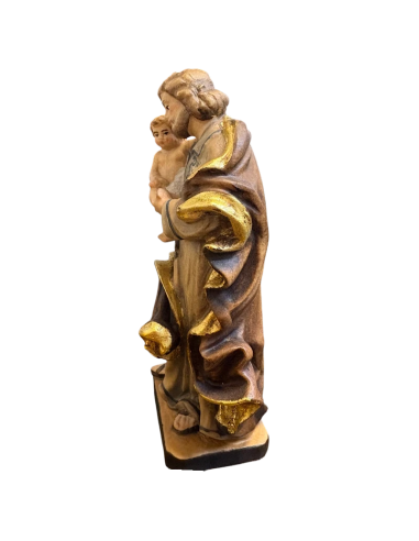 Saint Joseph with Child Jesus Wood Statue | Val Gardena
