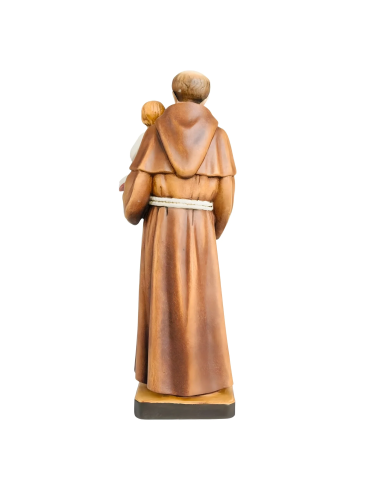 Back view of Saint Anthony of Padua hand-carved maple wood statue