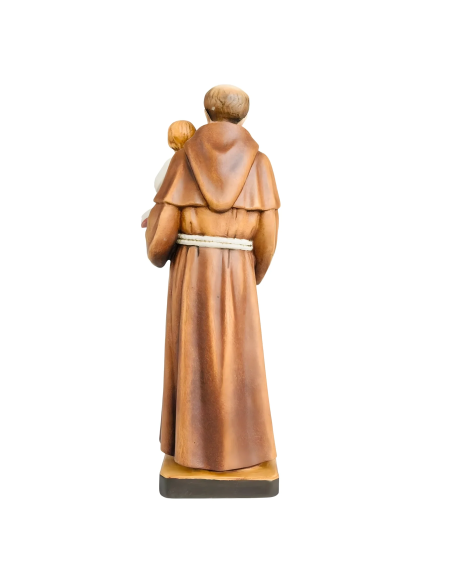 Back view of Saint Anthony of Padua hand-carved maple wood statue