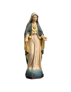 Immaculate Heart of Mary Wooden Figure | Val Gardena Craftsmanship