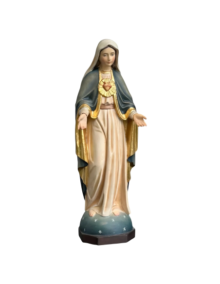 Immaculate Heart of Mary Wooden Figure | Val Gardena Craftsmanship