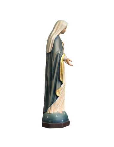 Immaculate Heart of Mary Wooden Statue | Val Gardena Craftsmanship