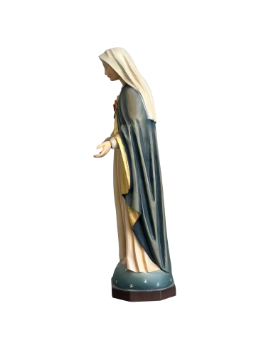 Immaculate Heart of Mary Wooden Statue | Val Gardena Craftsmanship