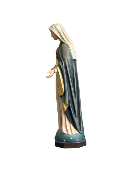 Immaculate Heart of Mary Wooden Statue | Val Gardena Craftsmanship