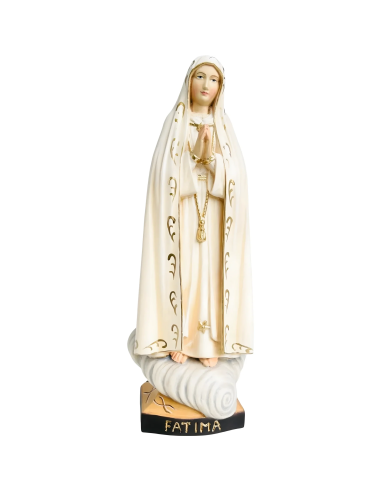 Estatua Virgen de Fátima Peregrina en madera de arce tallada a mano