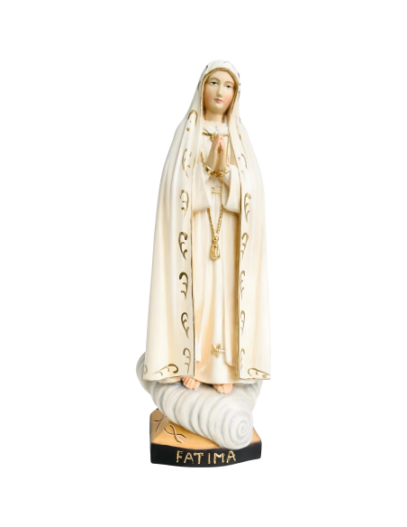 Estatua Virgen de Fátima Peregrina en madera de arce tallada a mano