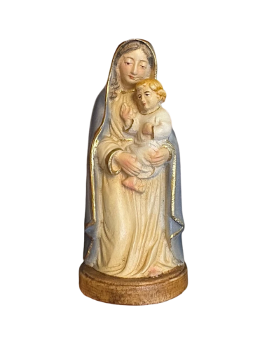 Virgin Mary with Child Wooden Figure | Val Gardena 9 cm