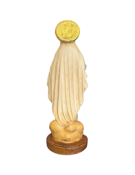 Parte trasera de la figura Virgen de Medjugorje con manto marfil