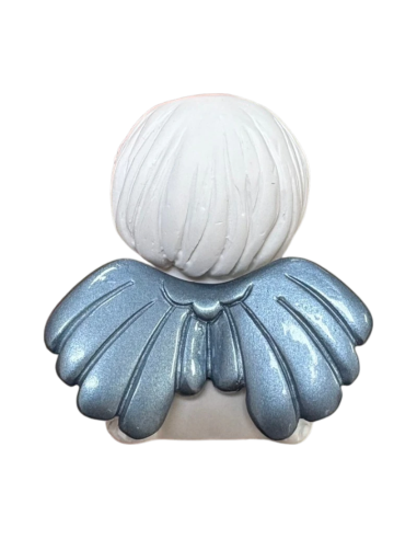 Back view of the Blue Angel figurine showing pearl-blue wings