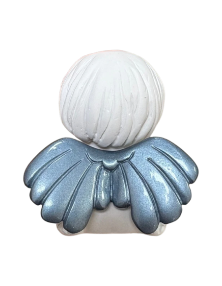 Vista lateral de la Figura Ángel Azul en yeso artesanal italiano