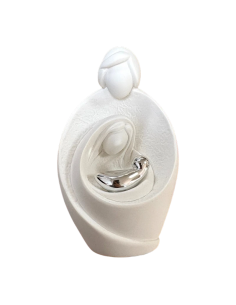 Infinite Embrace Holy Family figure in Italian ceramic with silver Child Jesus