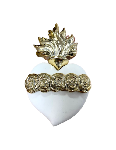 Inmaculado Corazón de María de Cerámica con Dorado | Arte Sacro Italiano
