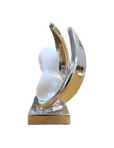 Sagrada Familia Moderna con marco plateado de cerámica italiana y yeso blanco de 18 cm 2