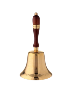 Campana litúrgica tradicional de latón dorado con mango de madera de 23 cm