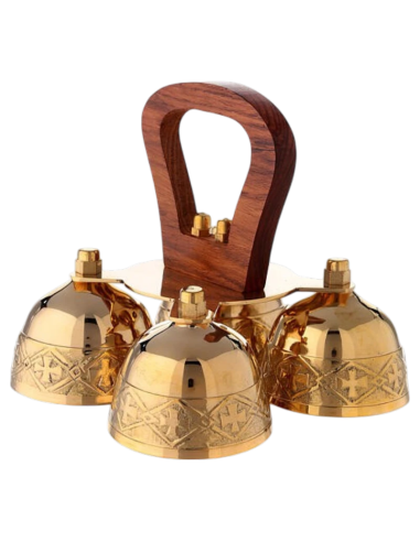 4-Bell Liturgical Hand Bell with Wooden Handle | Karelia Arte Sacra