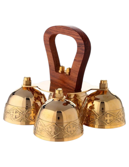 4-Bell Liturgical Hand Bell with Wooden Handle | Karelia Arte Sacra