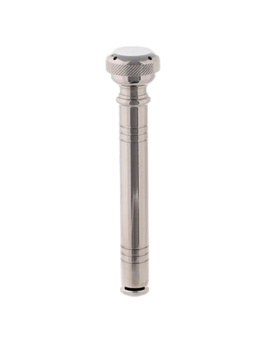 Portable stainless steel holy water sprinkler with internal reservoir and leather case
