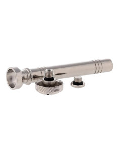 Hisopo portátil de acero para agua bendita con depósito interno y estuche de cuero 2