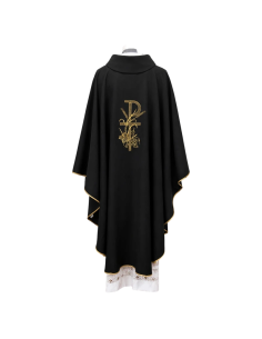 Chrismon Chasuble | Black Funeral Chasuble with Gold Embroidery 2