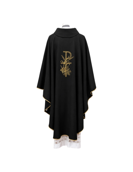 Casulla Crismón Negra | Casulla para Funerales Bordada