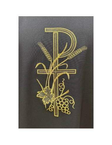 Chrismon Chasuble | Black Funeral Chasuble with Gold Embroidery