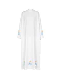 Marian Priest Alb with Embroidered AM Monogram | Karelia Arte Sacra