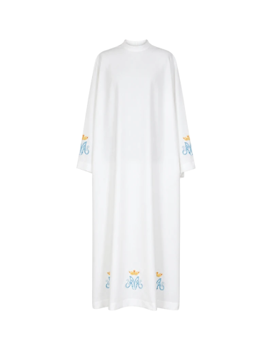 Marian Priest Alb with Embroidered AM Monogram | Karelia Arte Sacra
