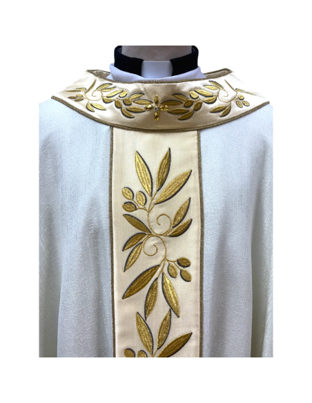 Gloria Chasuble | Ivory Chasuble with Olive Branch Embroidery