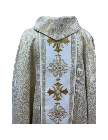 Casulla Cruz Tela Ángeles | Casulla bordada con estola | Karelia Arte Sacra