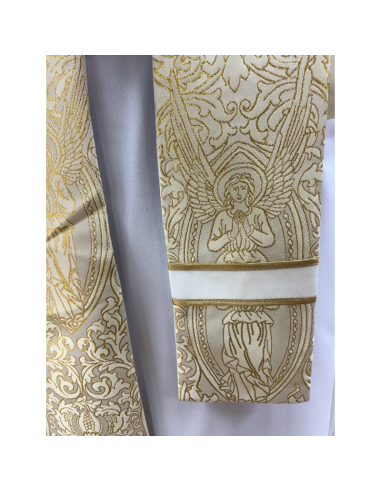 Cross Chasuble Angel Fabric | Embroidered Liturgical Chasuble with Stole