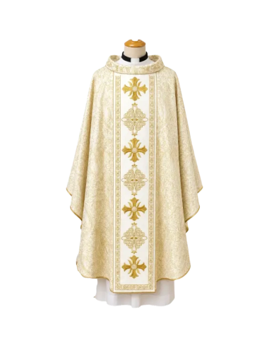 Cross Chasuble Angel Fabric | Embroidered Liturgical Chasuble with Stole