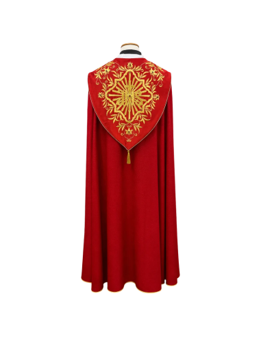 Embroidered Red Chasuble with Crystals and Golden details