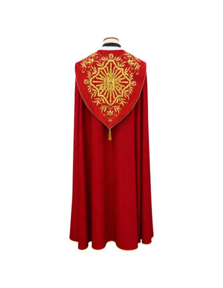 Embroidered Red Chasuble with Crystals and Golden details