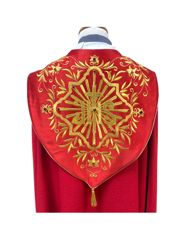 Embroidered Red Chasuble with golden details